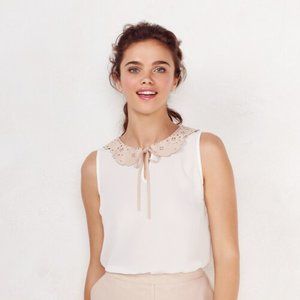 LC Lauren Conrad Cream Sleeveless Blouse